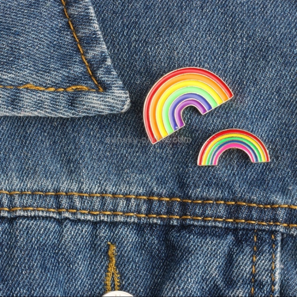3/$30  2 PC Rainbow Gold Plated Enamel Button Pins